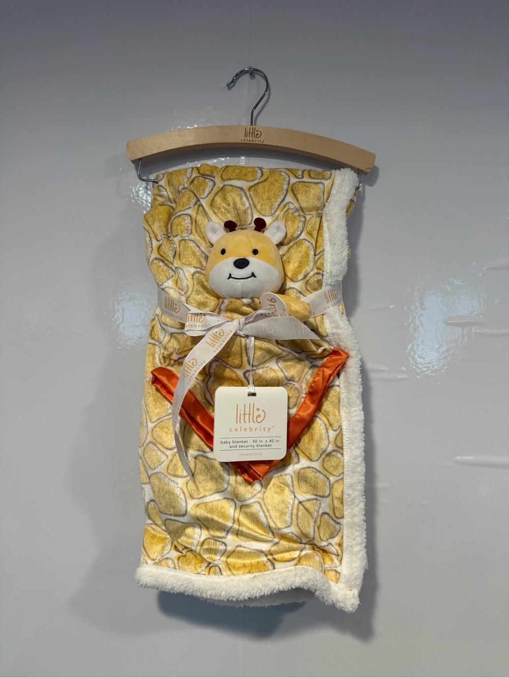 Little Celebrity Giraffe Plush Baby Blanket - Yellow & Orange